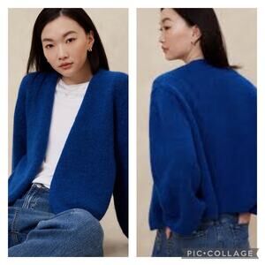 Banana Republic Cobalt Blue Cozy Oversized Cardigan Wool Blend NEW Size XL